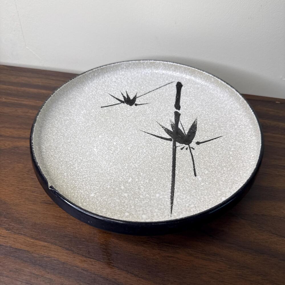 Vintage Japanese Plate Bamboo Pattern Made in Japan Black & White